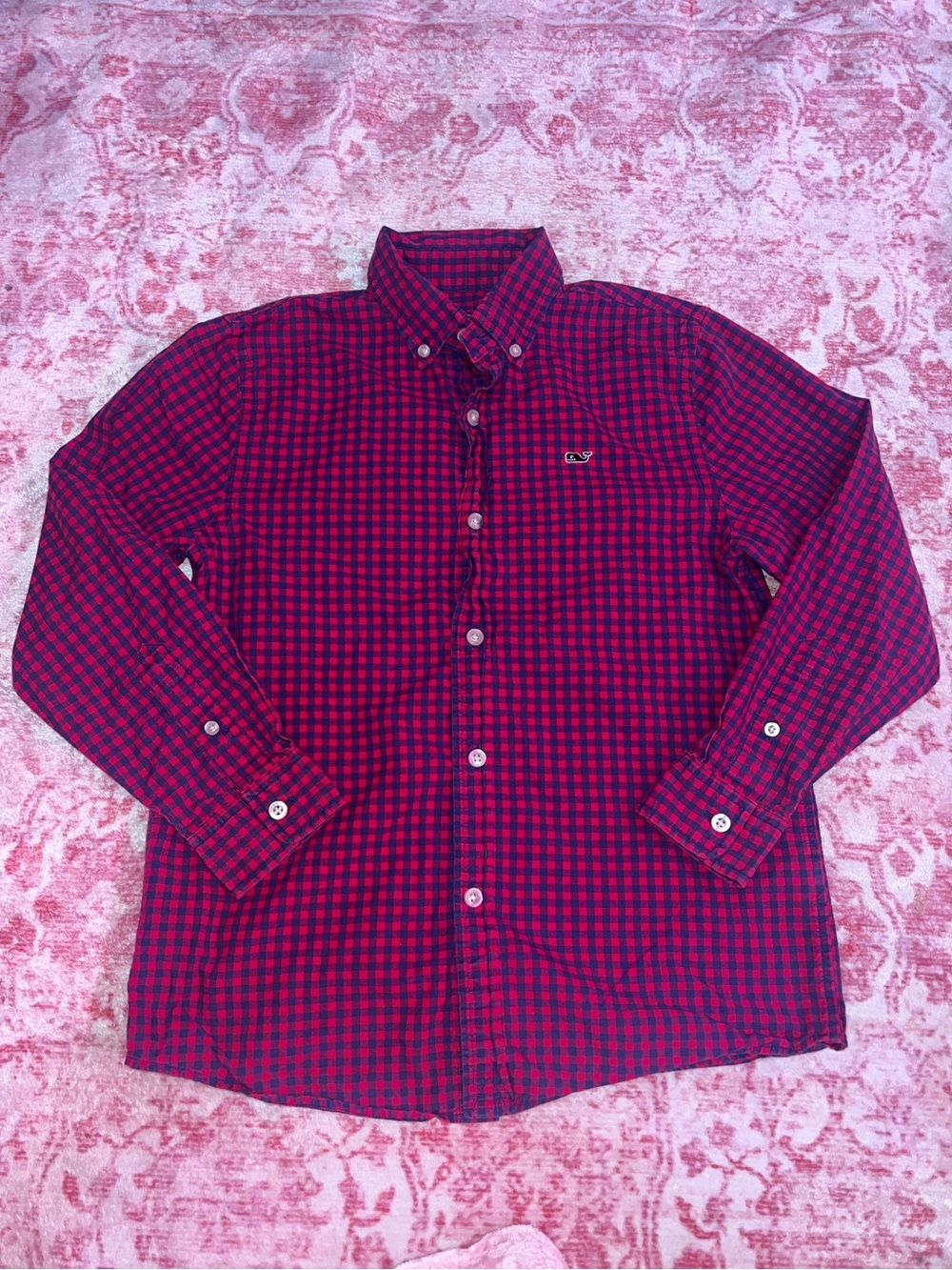 Vineyard Vines Red and Blue Check Button-Down Shirt Size 8-10